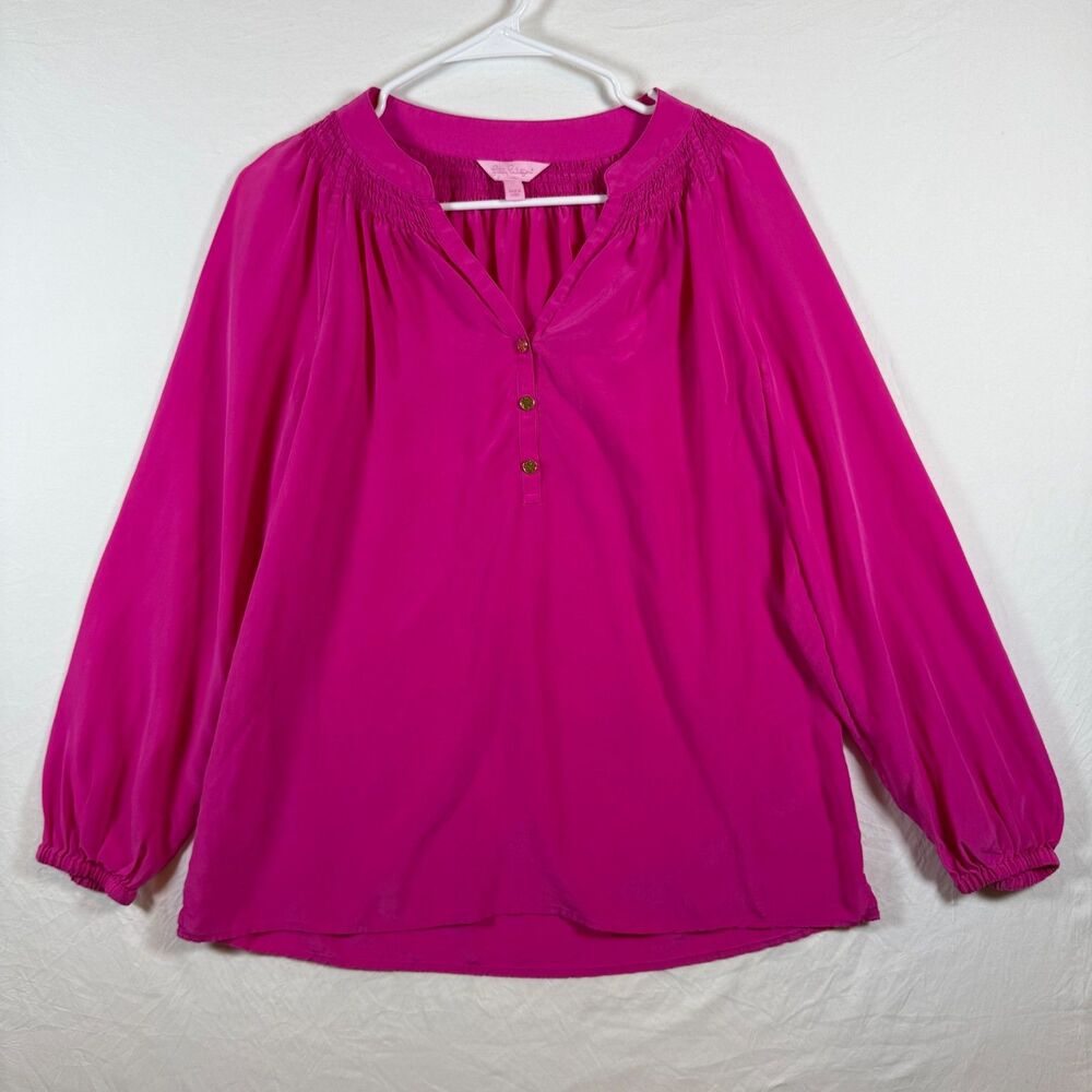 Lilly Pulitzer Elsa Silk Top Magenta Pink Size M
